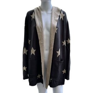 Splendid Cashblend Star Reversible Sydney Cardigan Dark Gray/Tan Size Small